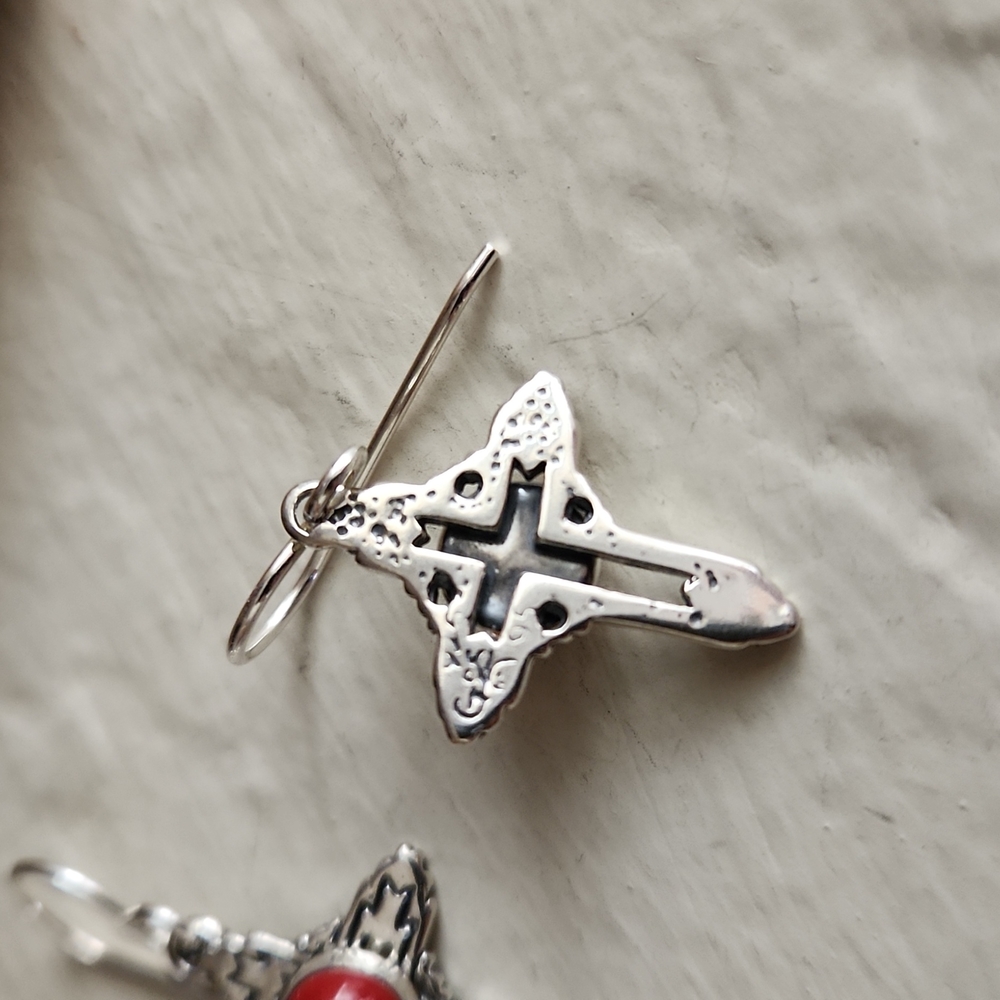 Beautiful NWOT Native American Navajo Sterling & Coral Earrings - Picture 8 of 11